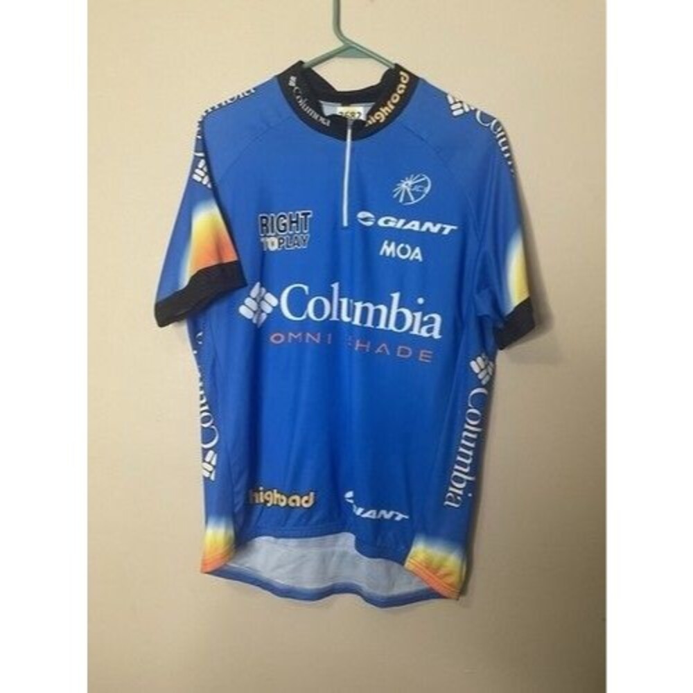 Columbia MOA 1/3 Zip Short Sleeve Cyclin Jersey Shirt Men Size XL Blue Logo
